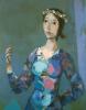 Image of Dona sobre fons blau